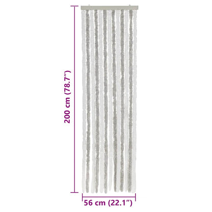vidaXL Fly Curtain Light Grey and White 56x200 cm Chenille