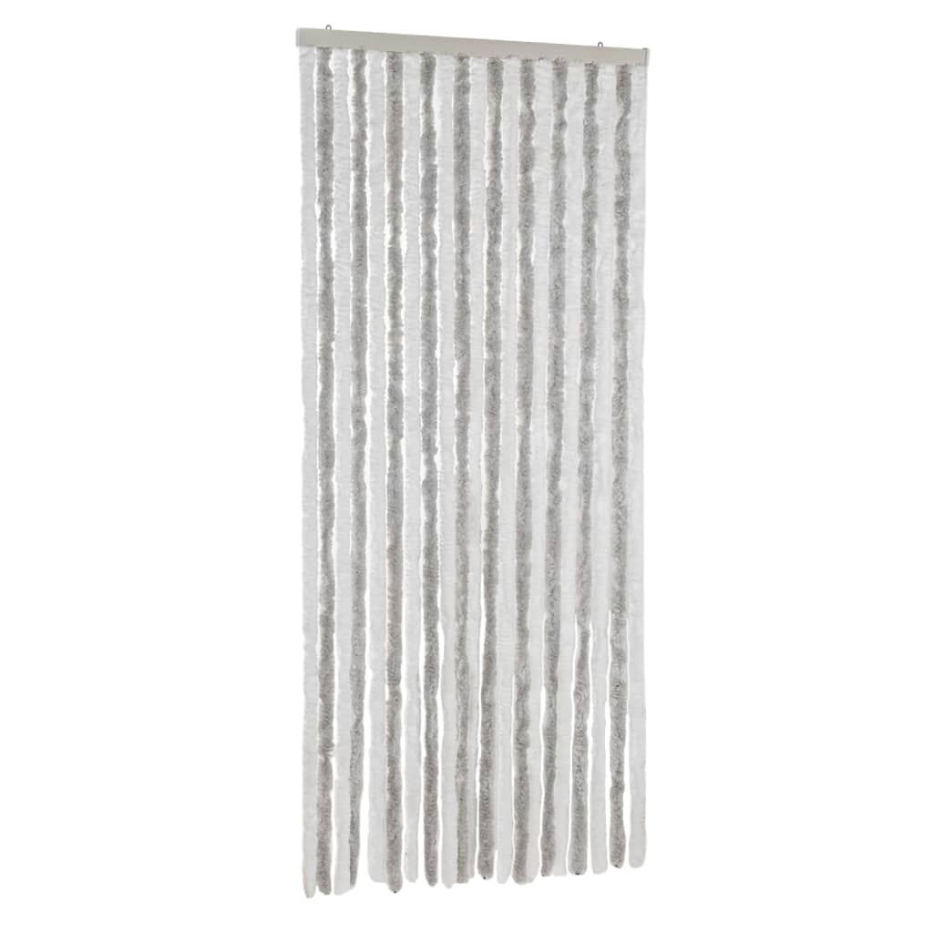 vidaXL Fly Curtain Light Grey and White 90x200 cm Chenille