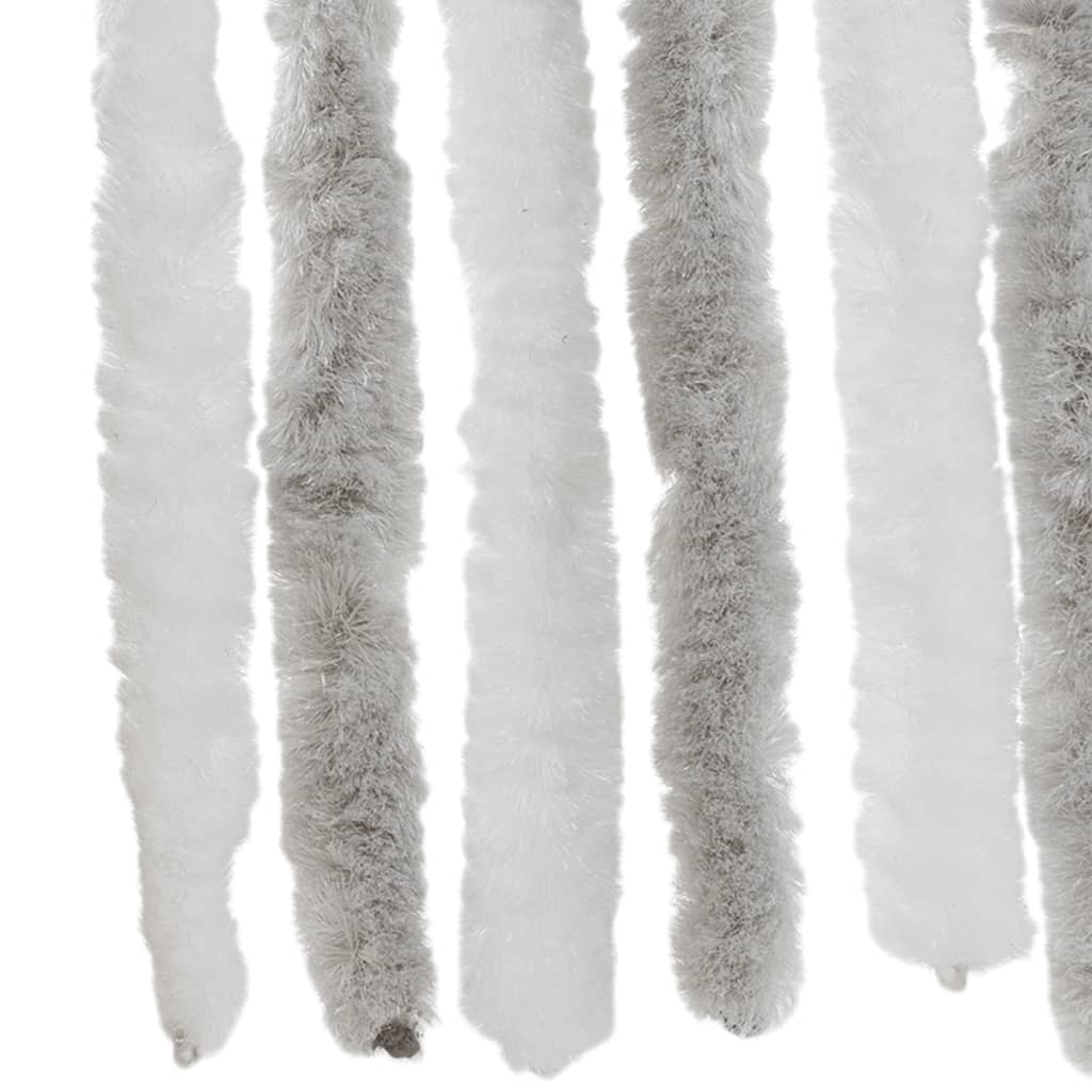 vidaXL Fly Curtain Light Grey and White 90x200 cm Chenille