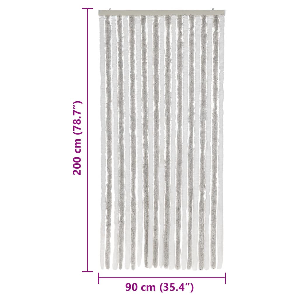 vidaXL Fly Curtain Light Grey and White 90x200 cm Chenille