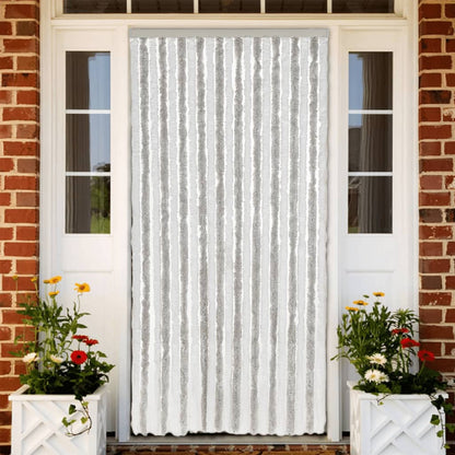 vidaXL Fly Curtain Light Grey and White 90x200 cm Chenille