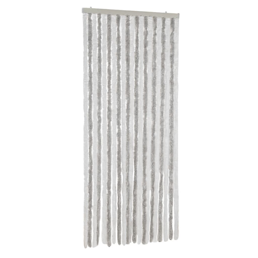 vidaXL Fly Curtain Light Grey and White 90x220 cm Chenille