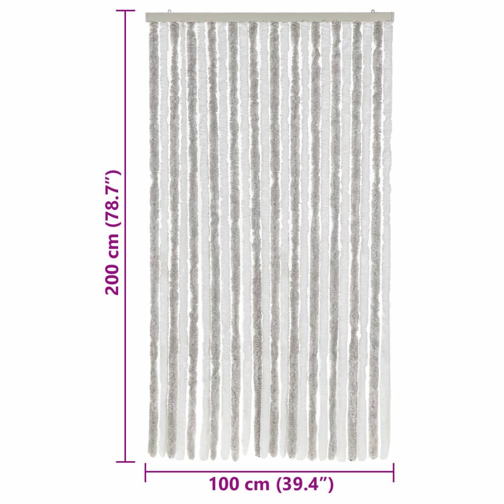 vidaXL Fly Curtain Light Grey and White 100x200 cm Chenille