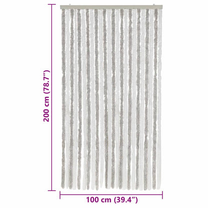 vidaXL Fly Curtain Light Grey and White 100x200 cm Chenille