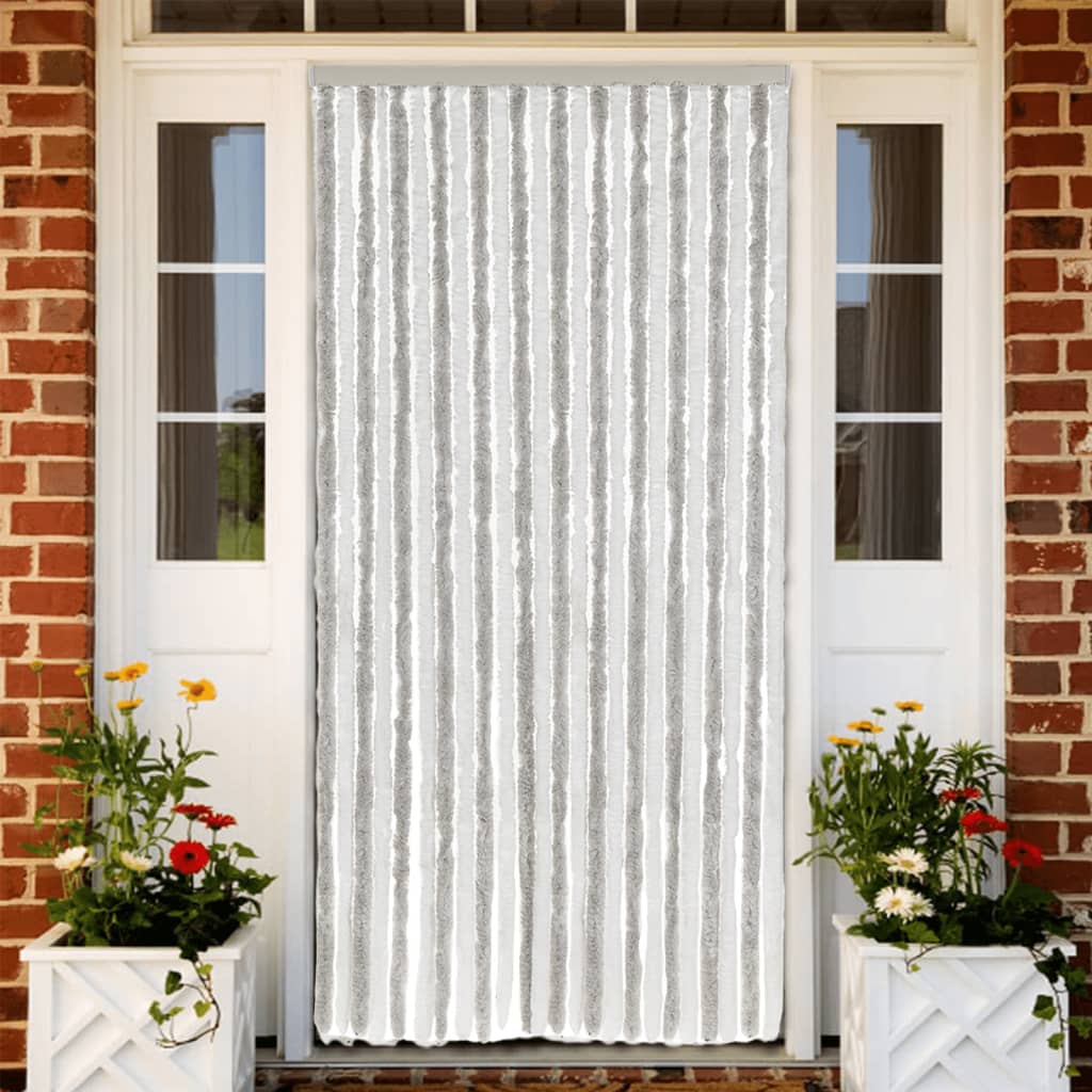 vidaXL Fly Curtain Light Grey and White 100x200 cm Chenille