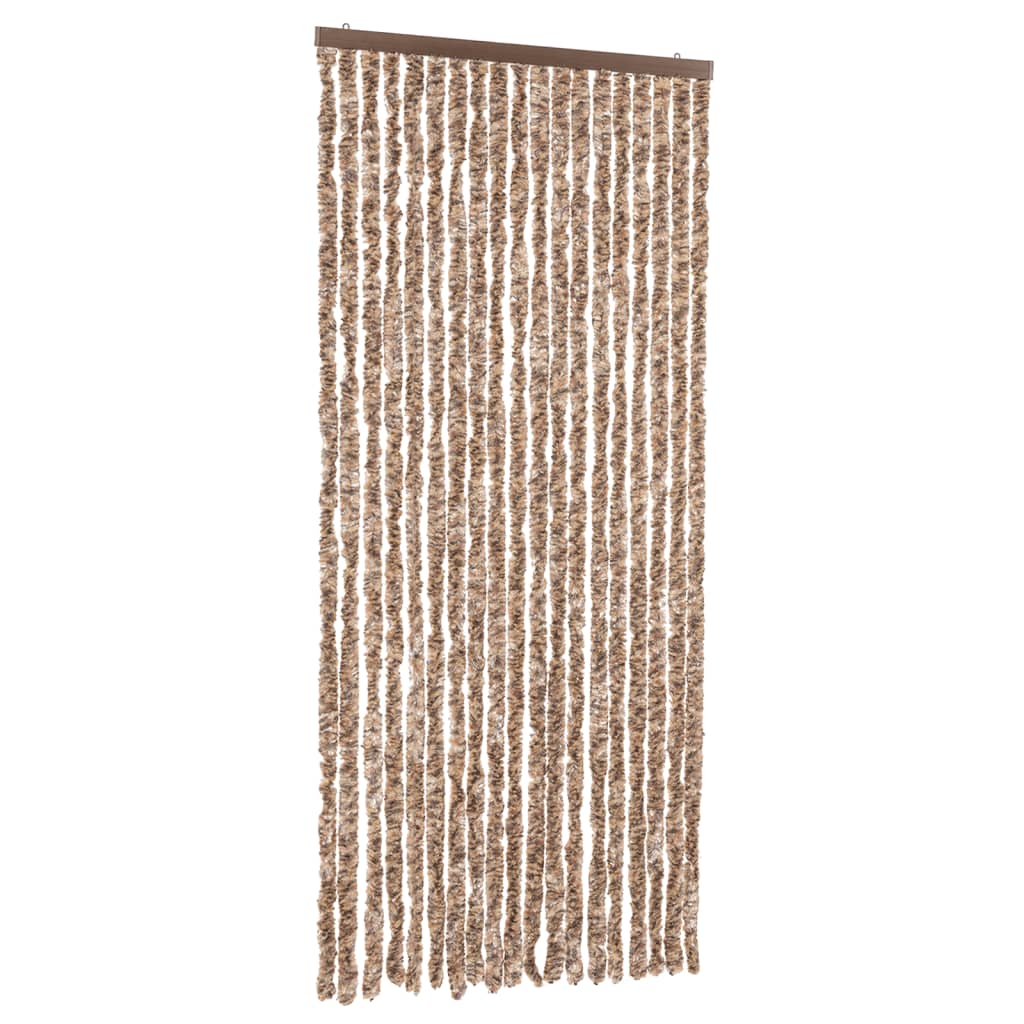 vidaXL Fly Curtain Beige and Dark Brown 56x185 cm Chenille
