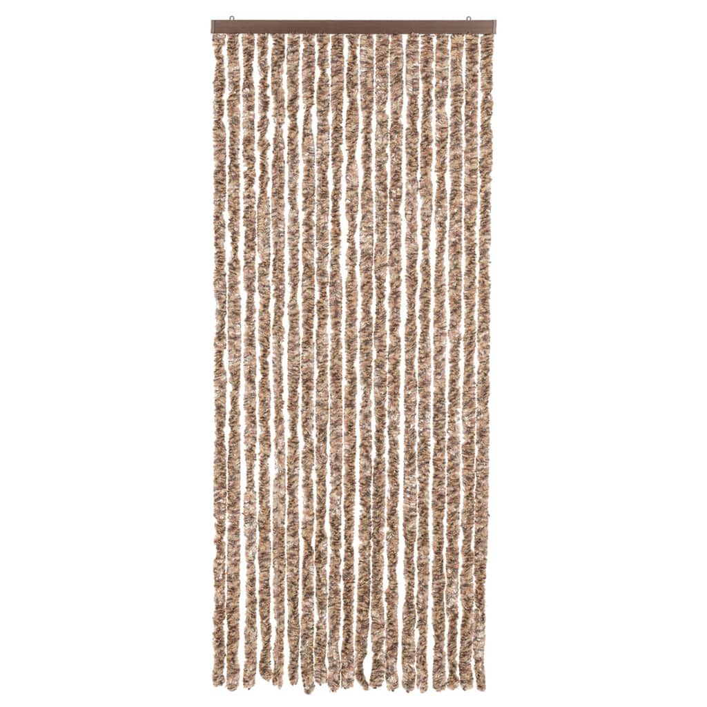vidaXL Fly Curtain Beige and Dark Brown 56x185 cm Chenille