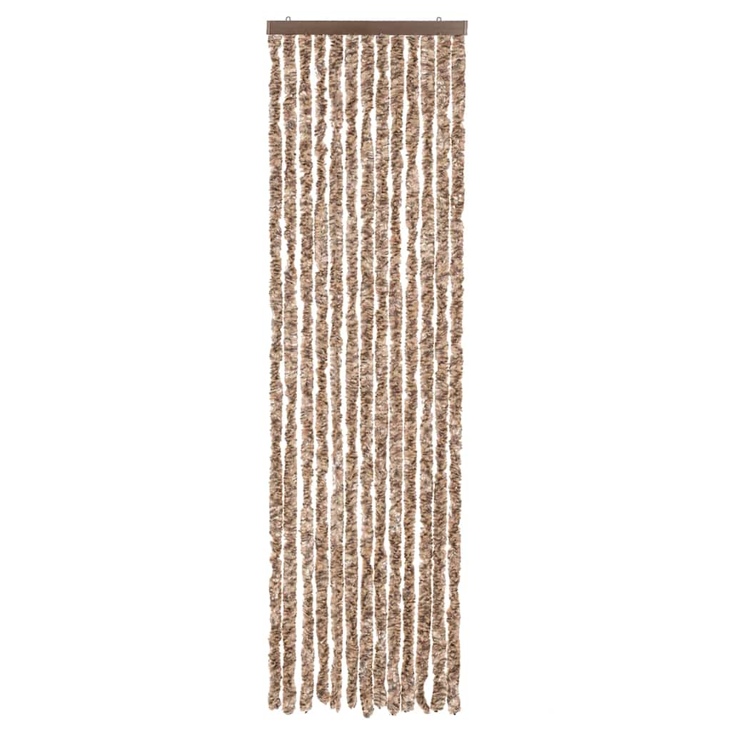 vidaXL Fly Curtain Beige and Dark Brown 56x185 cm Chenille