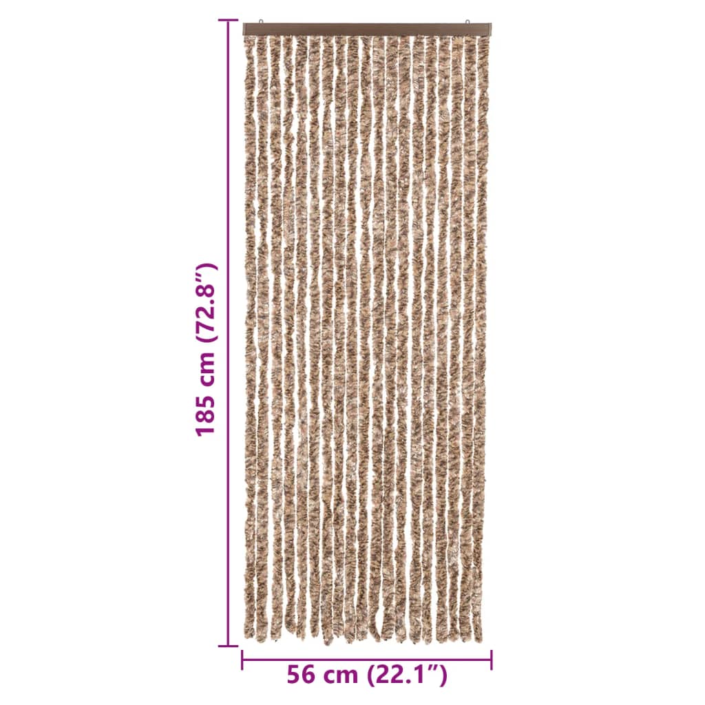 vidaXL Fly Curtain Beige and Dark Brown 56x185 cm Chenille