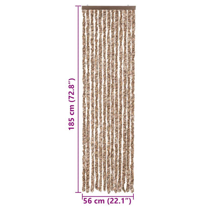 vidaXL Fly Curtain Beige and Dark Brown 56x185 cm Chenille