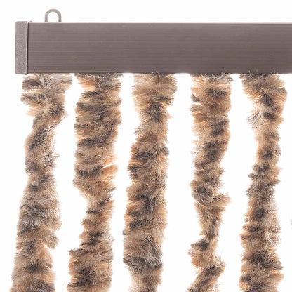 vidaXL Fly Curtain Beige and Dark Brown 56x200 cm Chenille