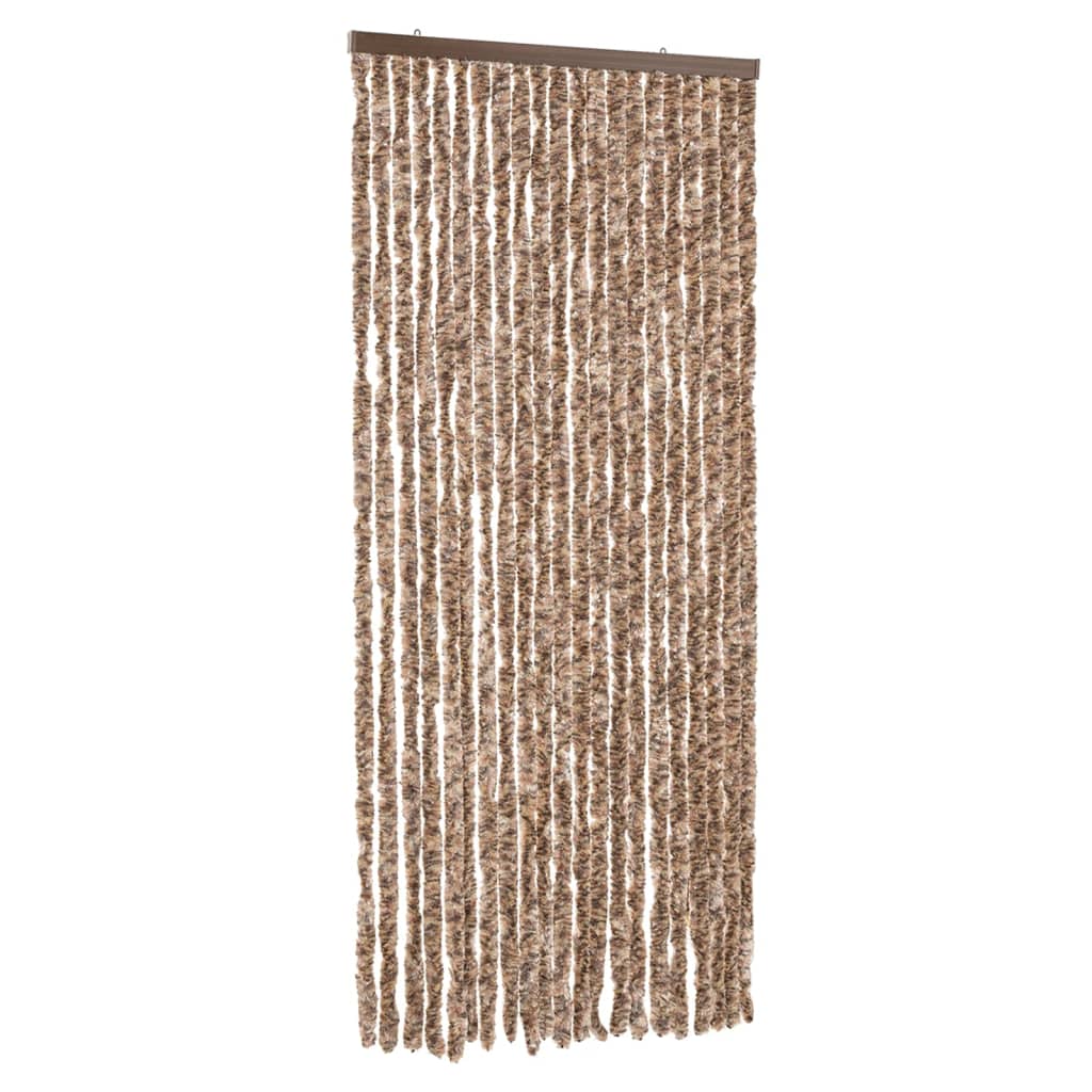 vidaXL Fly Curtain Beige and Dark Brown 90x200 cm Chenille