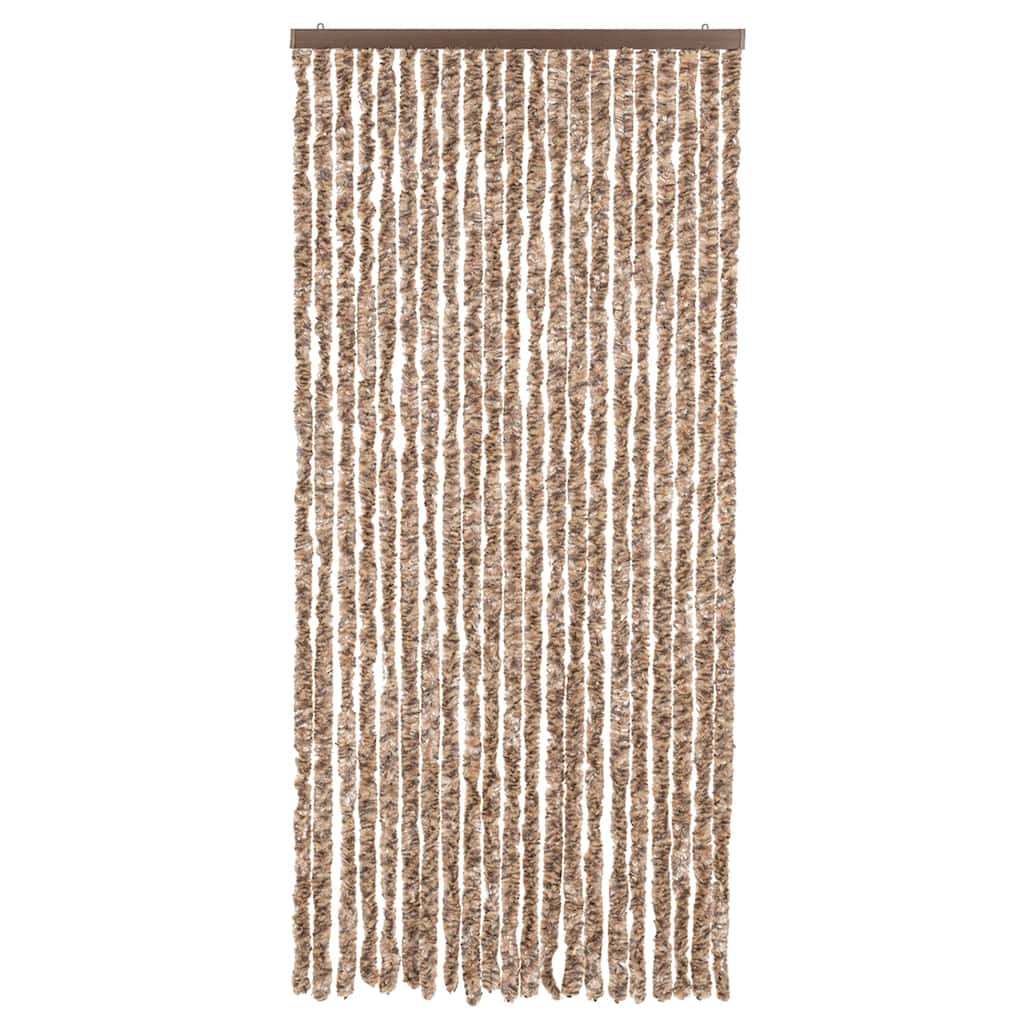 vidaXL Fly Curtain Beige and Dark Brown 90x220 cm Chenille