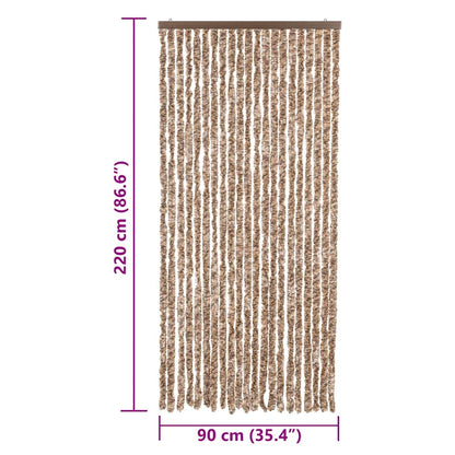 vidaXL Fly Curtain Beige and Dark Brown 90x220 cm Chenille