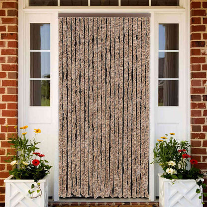 vidaXL Fly Curtain Beige and Dark Brown 90x220 cm Chenille