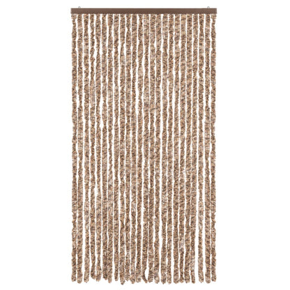vidaXL Fly Curtain Beige and Dark Brown 100x200 cm Chenille