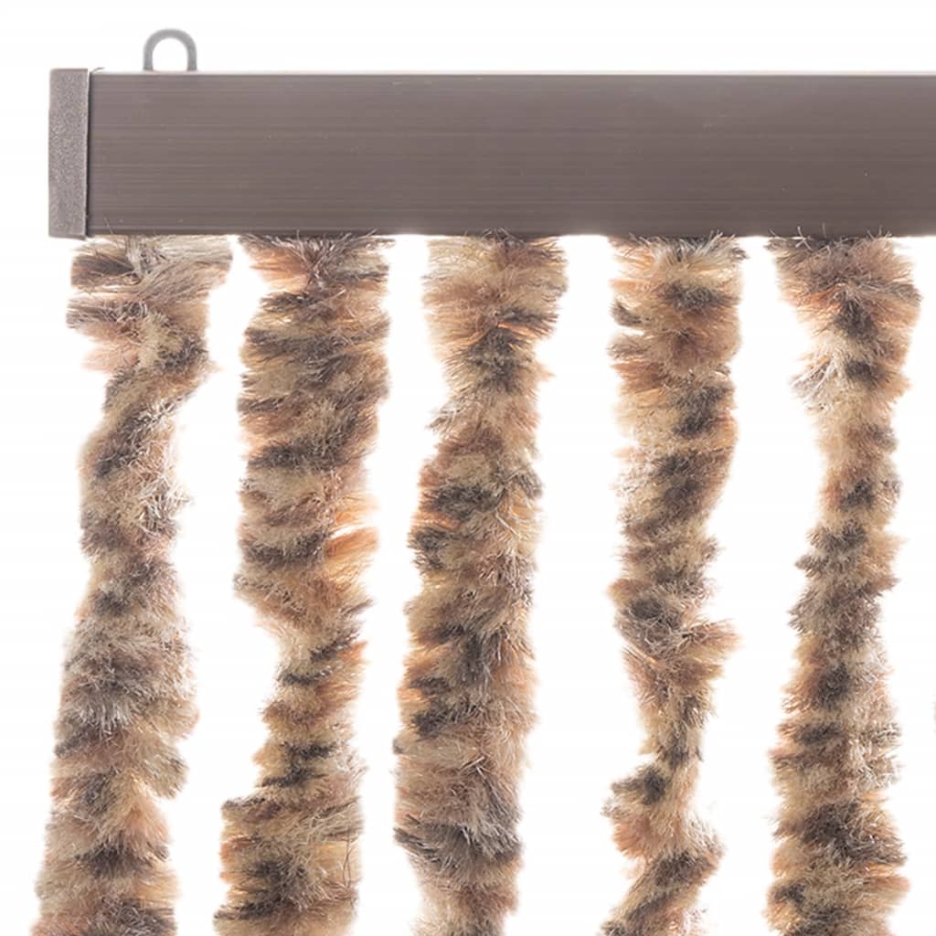 vidaXL Fly Curtain Beige and Dark Brown 100x200 cm Chenille