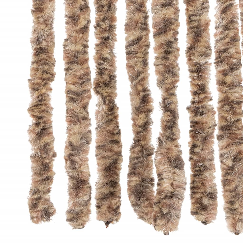 vidaXL Fly Curtain Beige and Dark Brown 100x200 cm Chenille