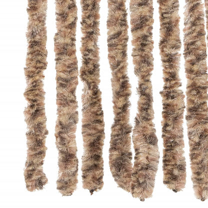 vidaXL Fly Curtain Beige and Dark Brown 100x200 cm Chenille