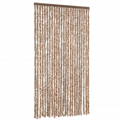 vidaXL Fly Curtain Beige and Dark Brown 100x220 cm Chenille