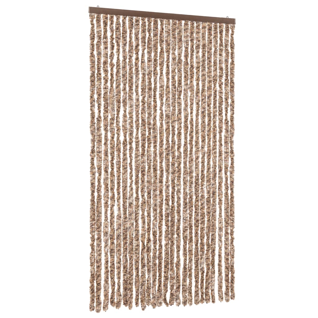 vidaXL Fly Curtain Beige and Dark Brown 100x230 cm Chenille