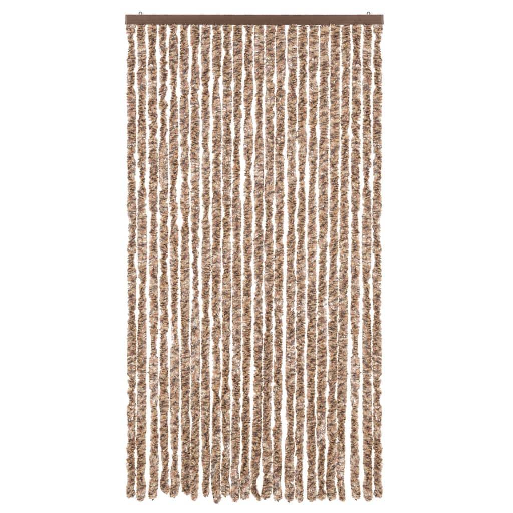 vidaXL Fly Curtain Beige and Dark Brown 100x230 cm Chenille