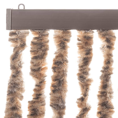 vidaXL Fly Curtain Beige and Dark Brown 100x230 cm Chenille