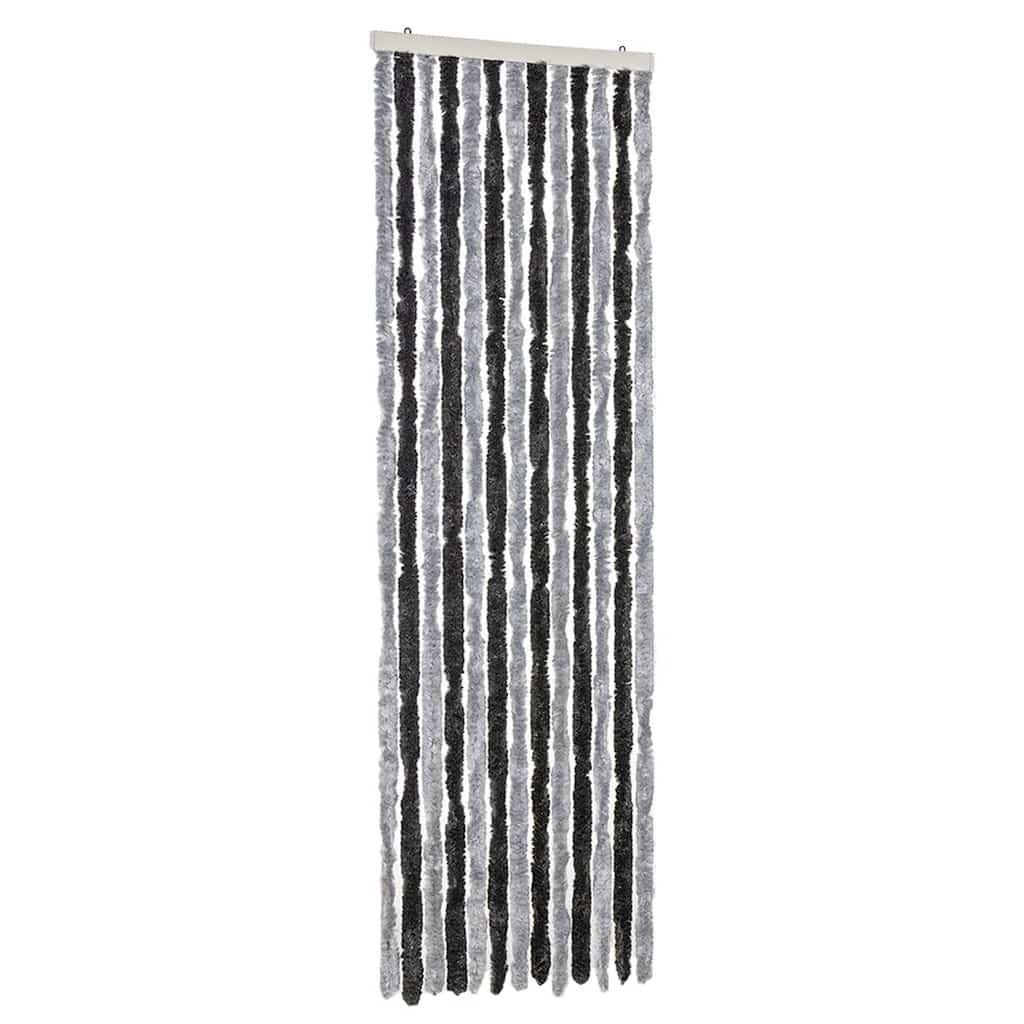 vidaXL Fly Curtain Grey and Black 56x185 cm Chenille