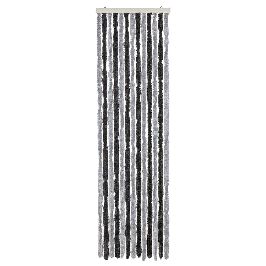 vidaXL Fly Curtain Grey and Black 56x185 cm Chenille