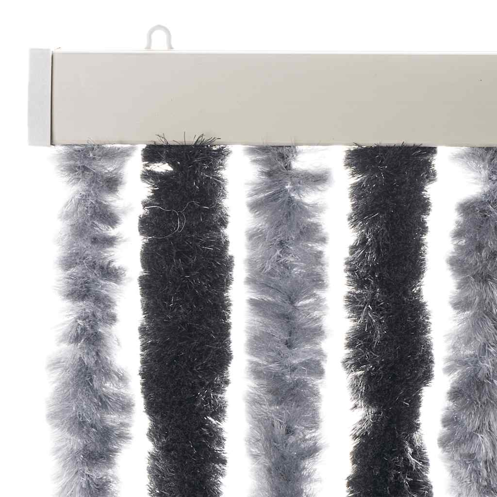 vidaXL Fly Curtain Grey and Black 56x185 cm Chenille
