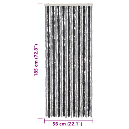 vidaXL Fly Curtain Grey and Black 56x185 cm Chenille