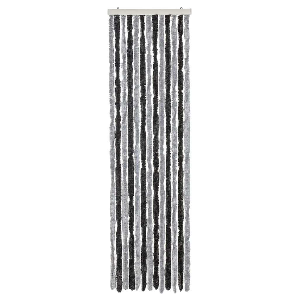 vidaXL Fly Curtain Grey and Black 56x200 cm Chenille