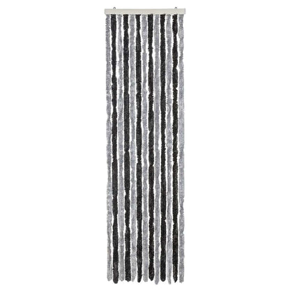 vidaXL Fly Curtain Grey and Black 56x200 cm Chenille
