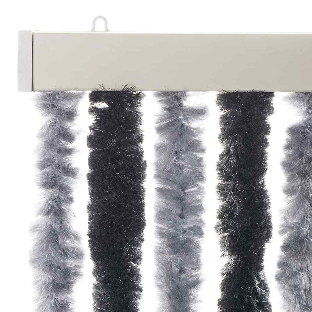vidaXL Fly Curtain Grey and Black 56x200 cm Chenille