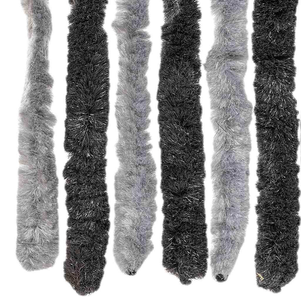vidaXL Fly Curtain Grey and Black 56x200 cm Chenille