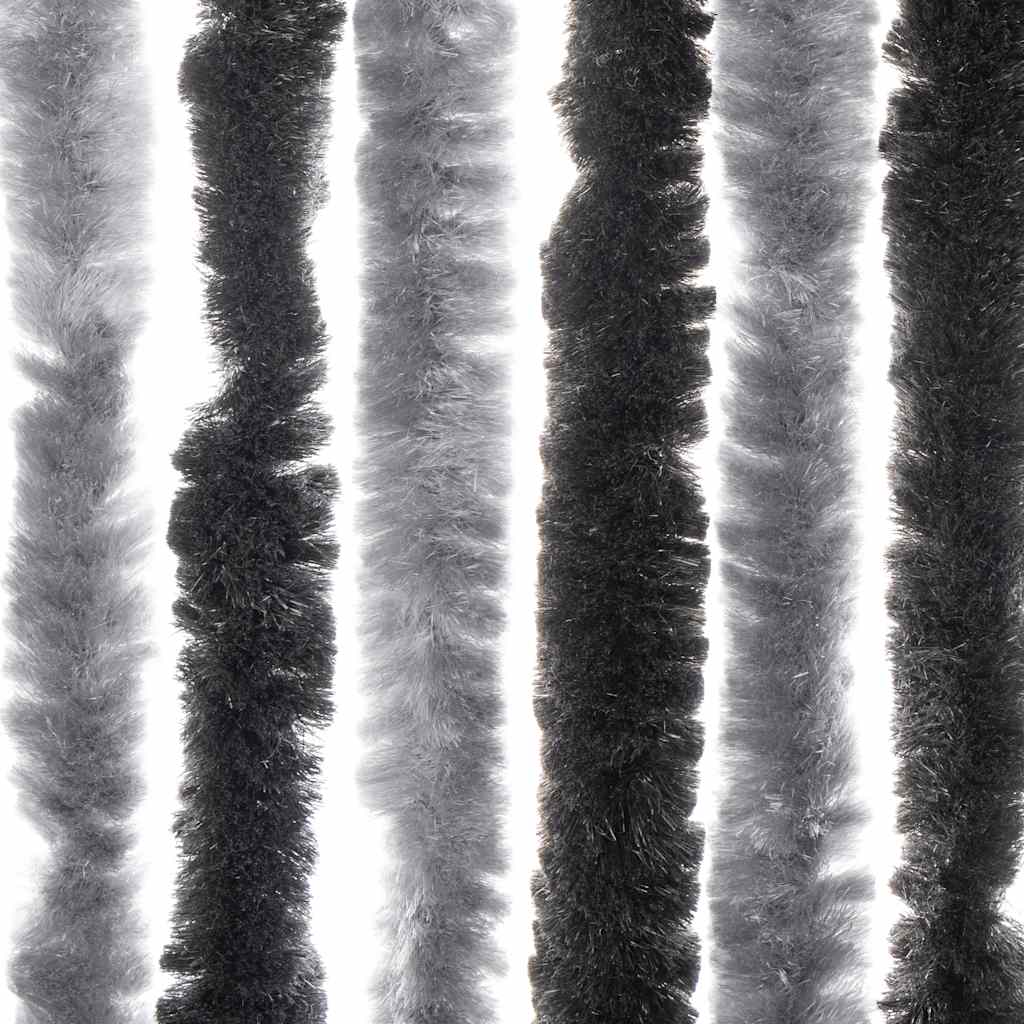 vidaXL Fly Curtain Grey and Black 56x200 cm Chenille