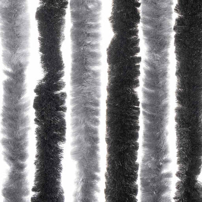 vidaXL Fly Curtain Grey and Black 56x200 cm Chenille