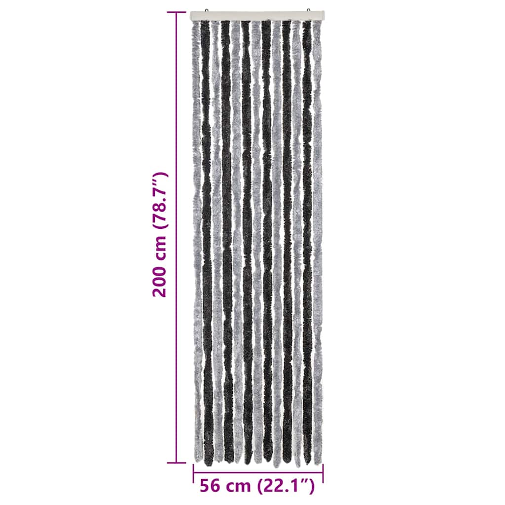 vidaXL Fly Curtain Grey and Black 56x200 cm Chenille