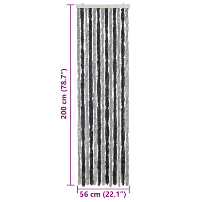 vidaXL Fly Curtain Grey and Black 56x200 cm Chenille