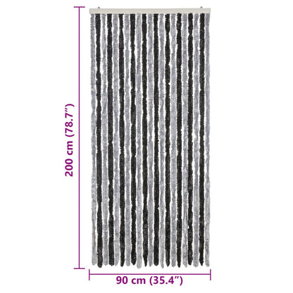 vidaXL Fly Curtain Grey and Black 90x200 cm Chenille