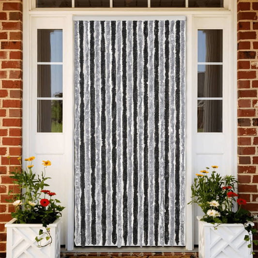 vidaXL Fly Curtain Grey and Black 90x200 cm Chenille