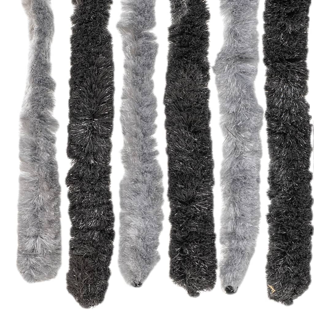 vidaXL Fly Curtain Grey and Black 90x220 cm Chenille