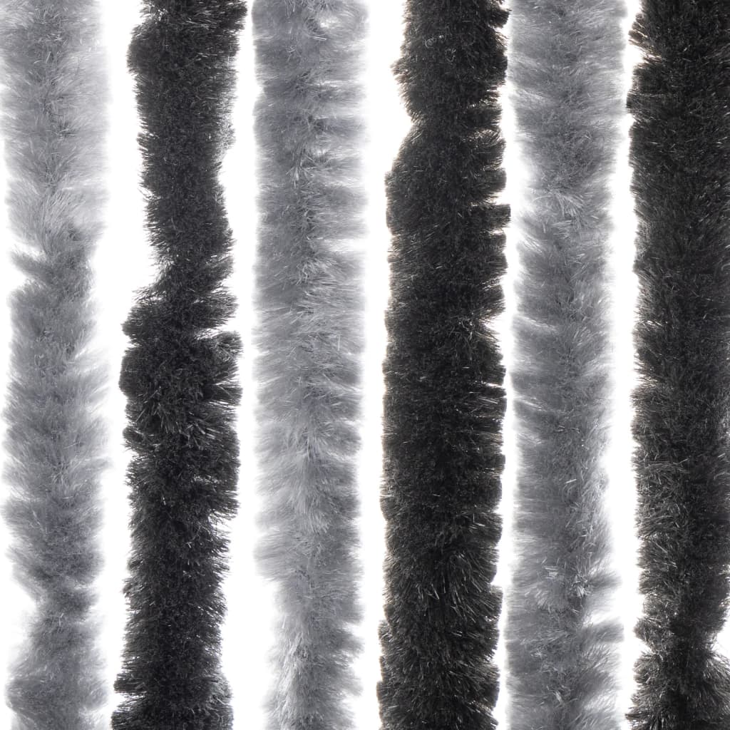 vidaXL Fly Curtain Grey and Black 90x220 cm Chenille