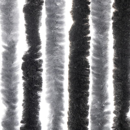 vidaXL Fly Curtain Grey and Black 90x220 cm Chenille