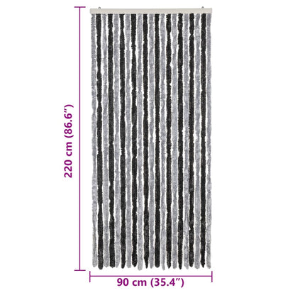 vidaXL Fly Curtain Grey and Black 90x220 cm Chenille