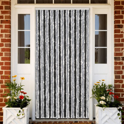 vidaXL Fly Curtain Grey and Black 90x220 cm Chenille