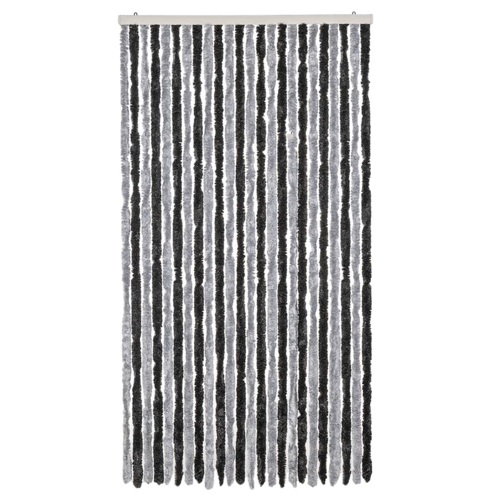 vidaXL Fly Curtain Grey and Black 100x200 cm Chenille