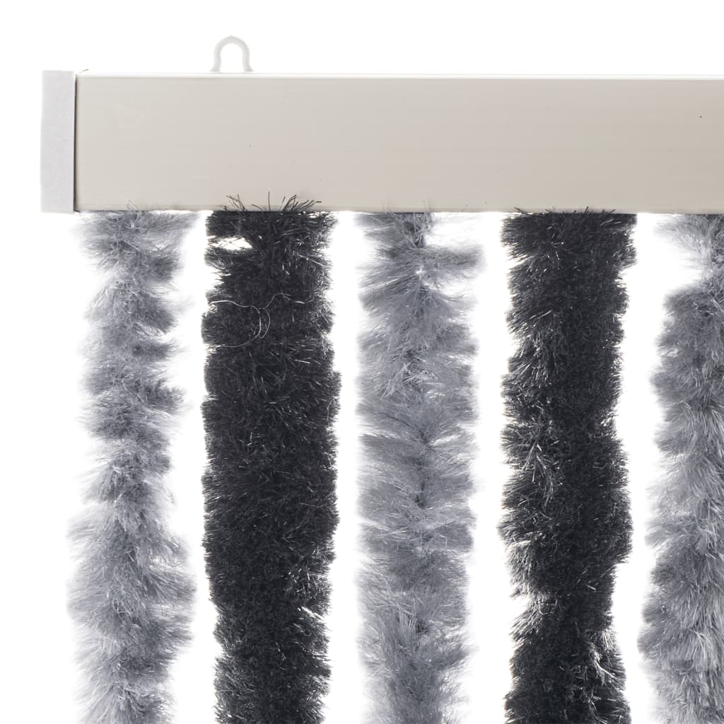 vidaXL Fly Curtain Grey and Black 100x200 cm Chenille