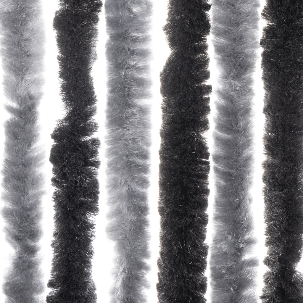 vidaXL Fly Curtain Grey and Black 100x200 cm Chenille