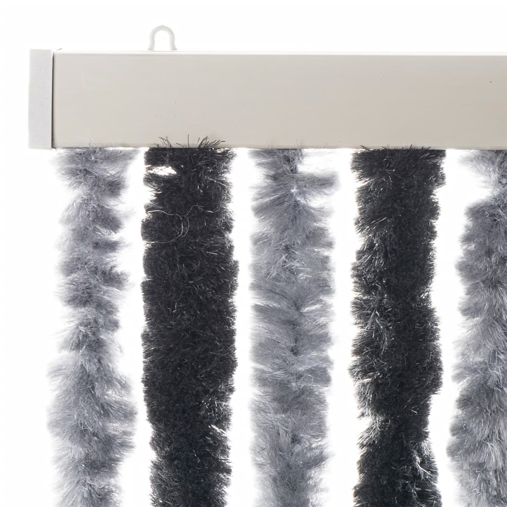 vidaXL Fly Curtain Grey and Black 100x220 cm Chenille
